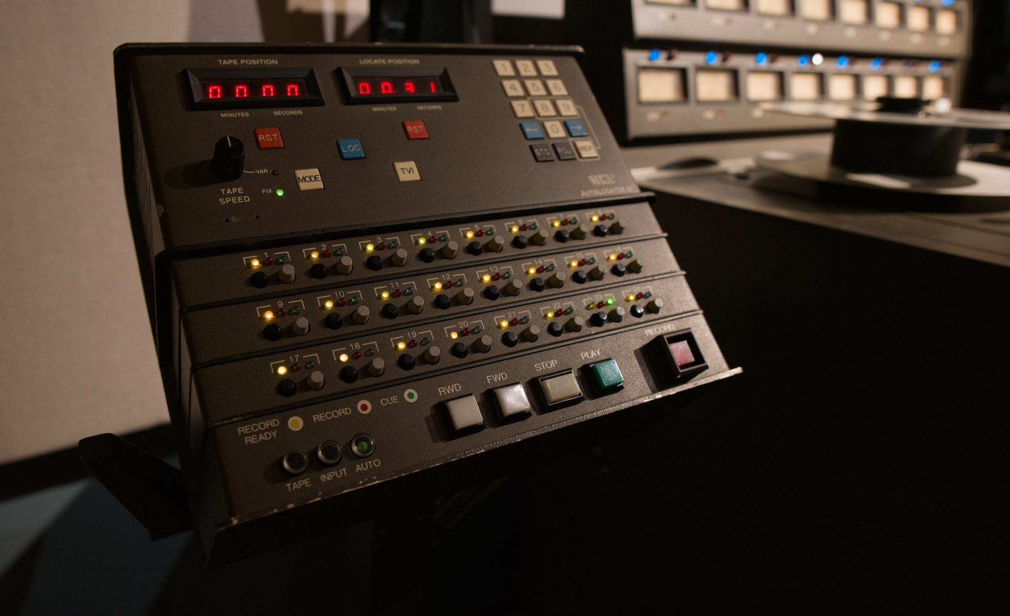 a recording console with retro-style buttons