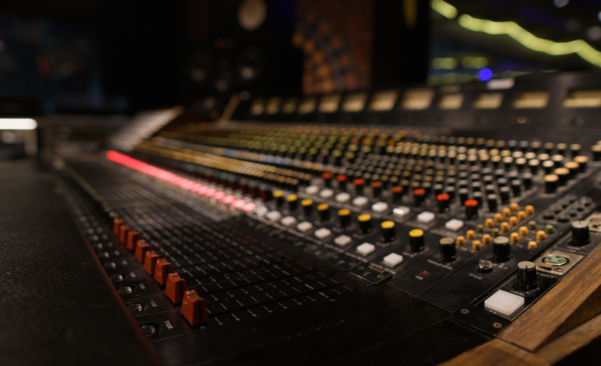 a large mixing console from the side